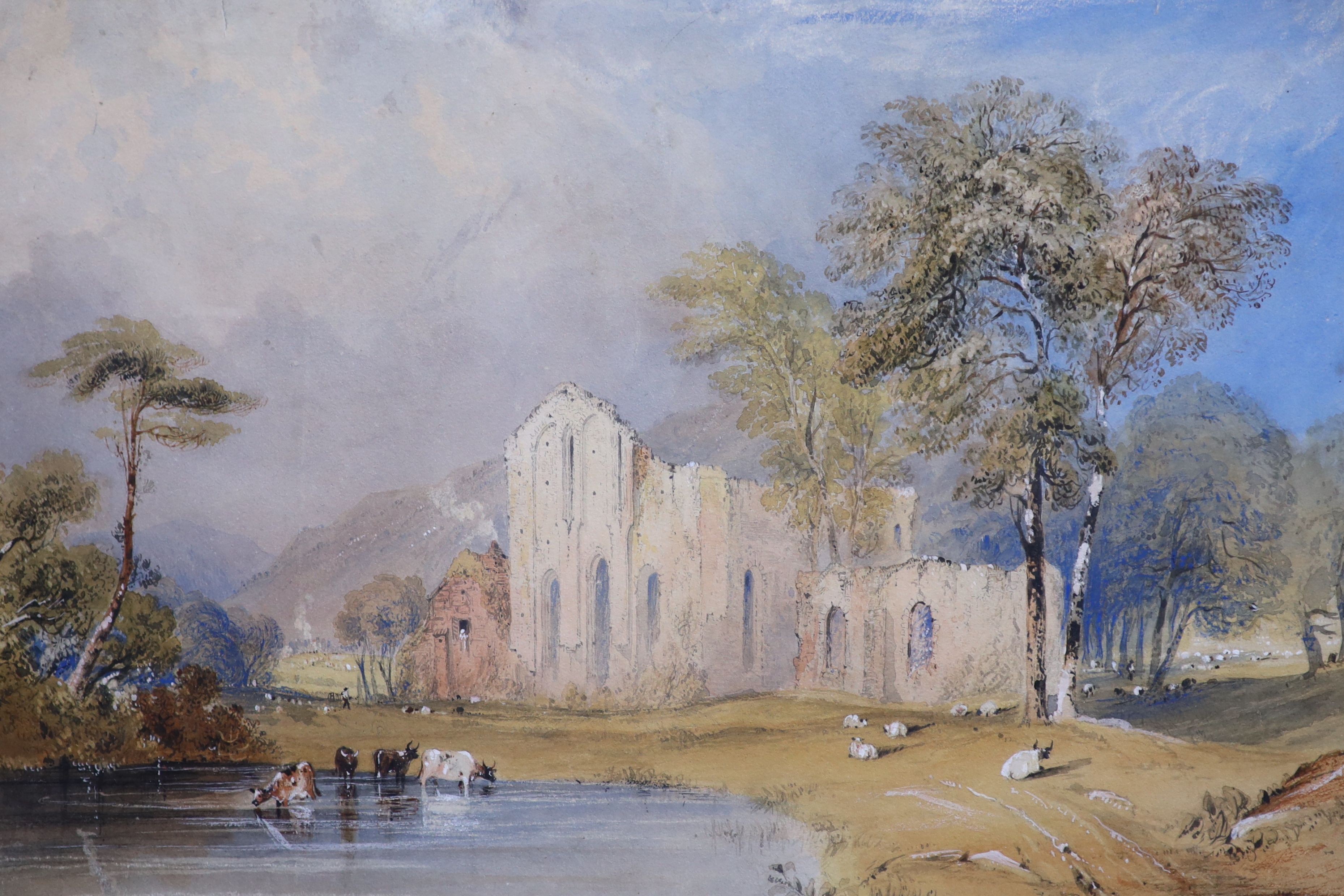 Newton Smith Limbird Fielding (1799-1856), Valle Crucis Abbey, Watercolour, 23 x 34cm.